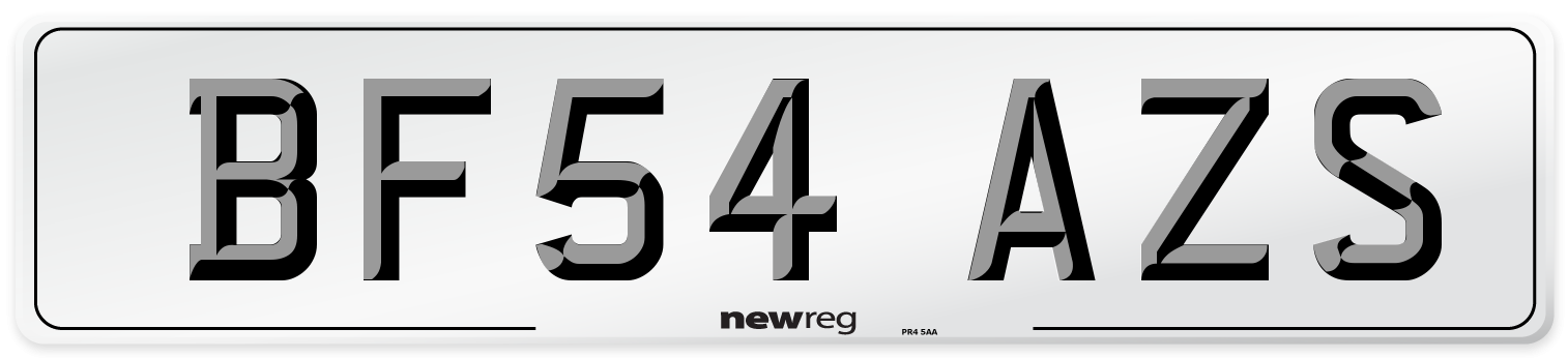 BF54 AZS Number Plate from New Reg